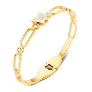 18K Gold Plated Stainless Steel Butterfly Bangle